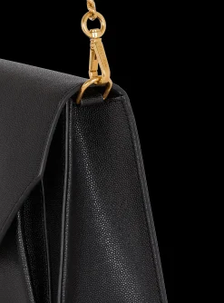 Women Balmain Emblème Flap Grained Calfskin Bag