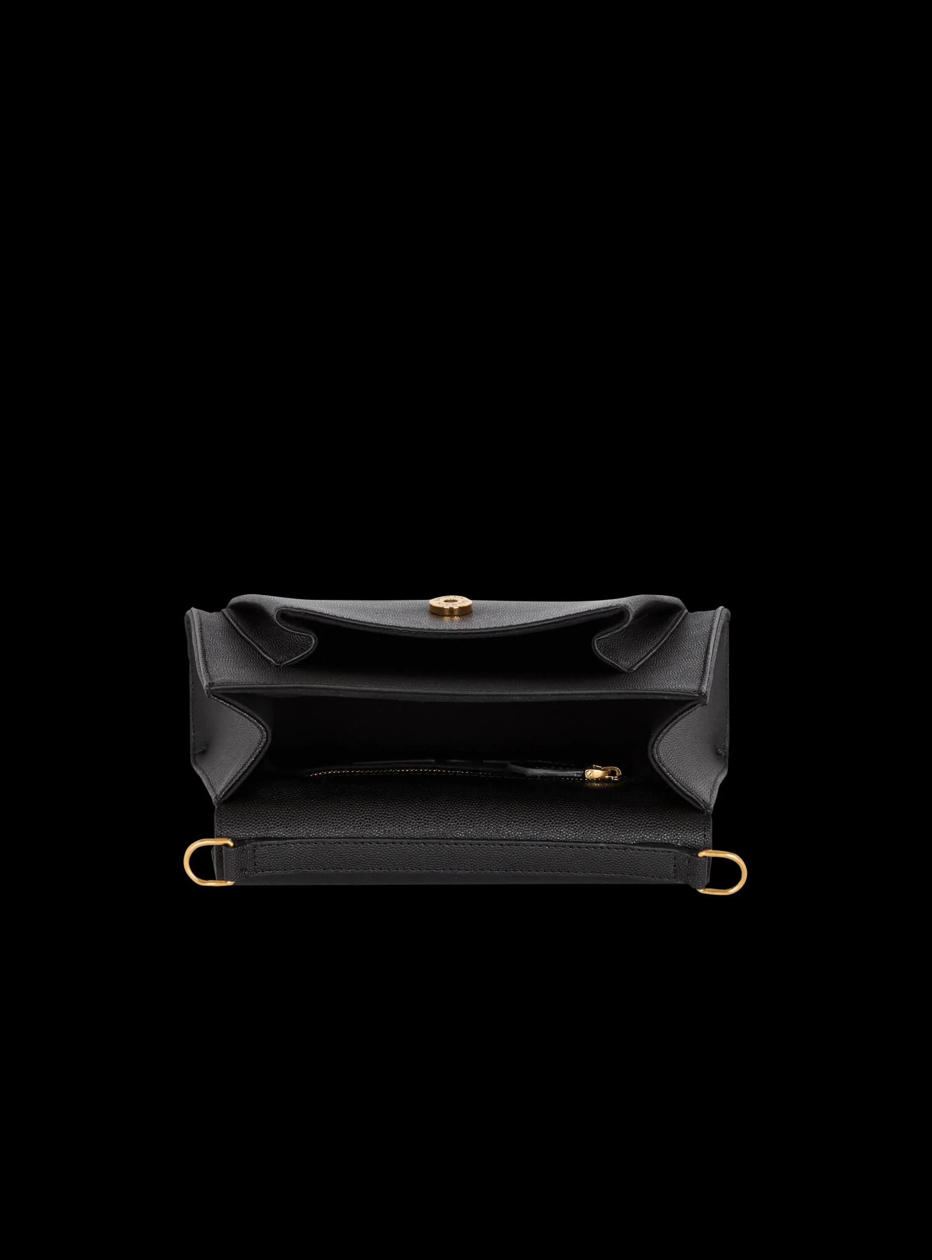 Women Balmain Emblème Flap Grained Calfskin Bag