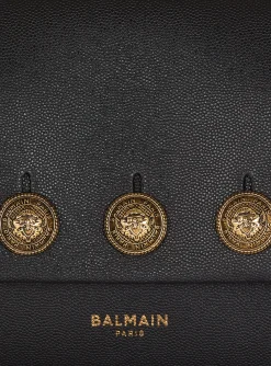 Women Balmain Emblème Flap Grained Calfskin Bag