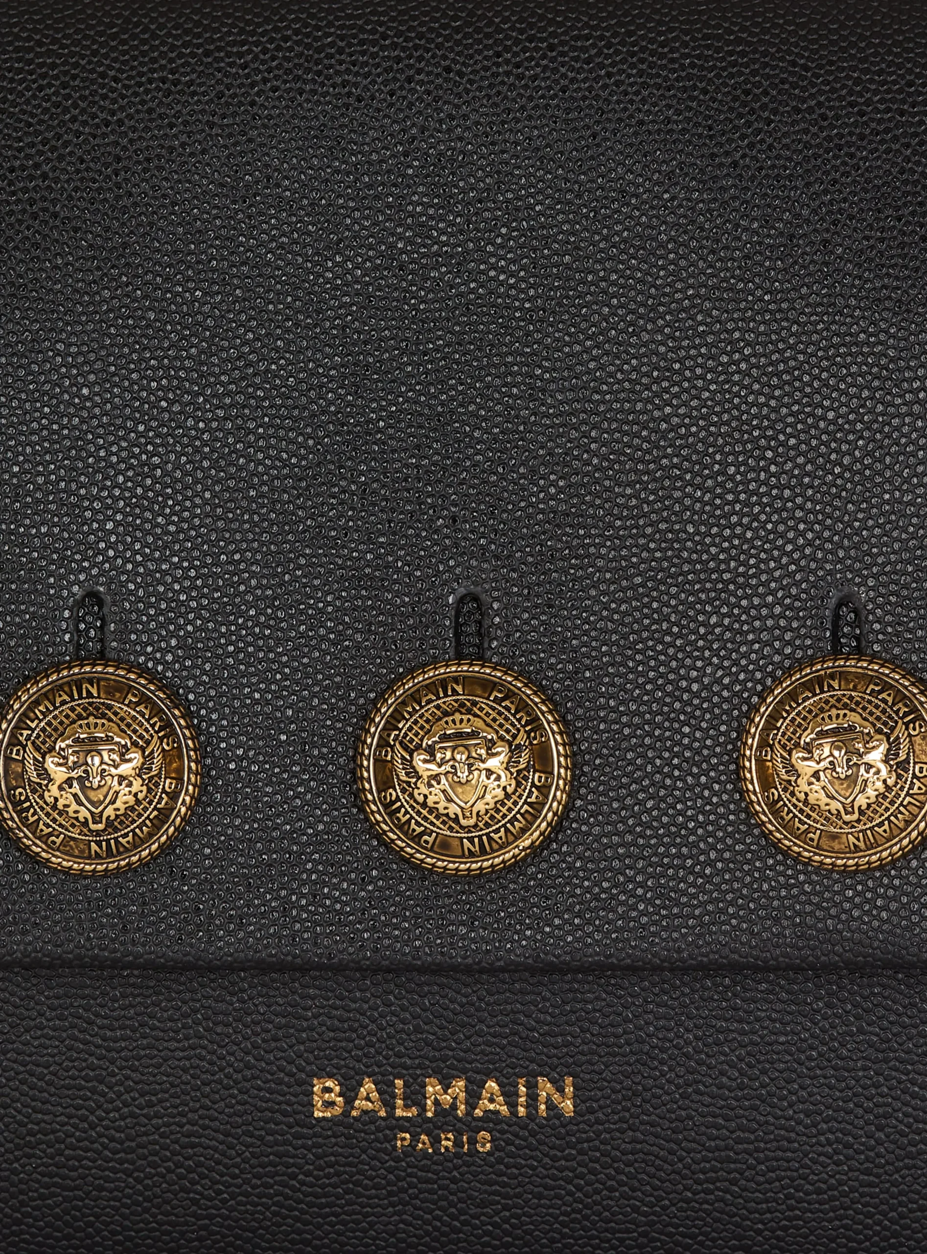 Women Balmain Emblème Flap Grained Calfskin Bag