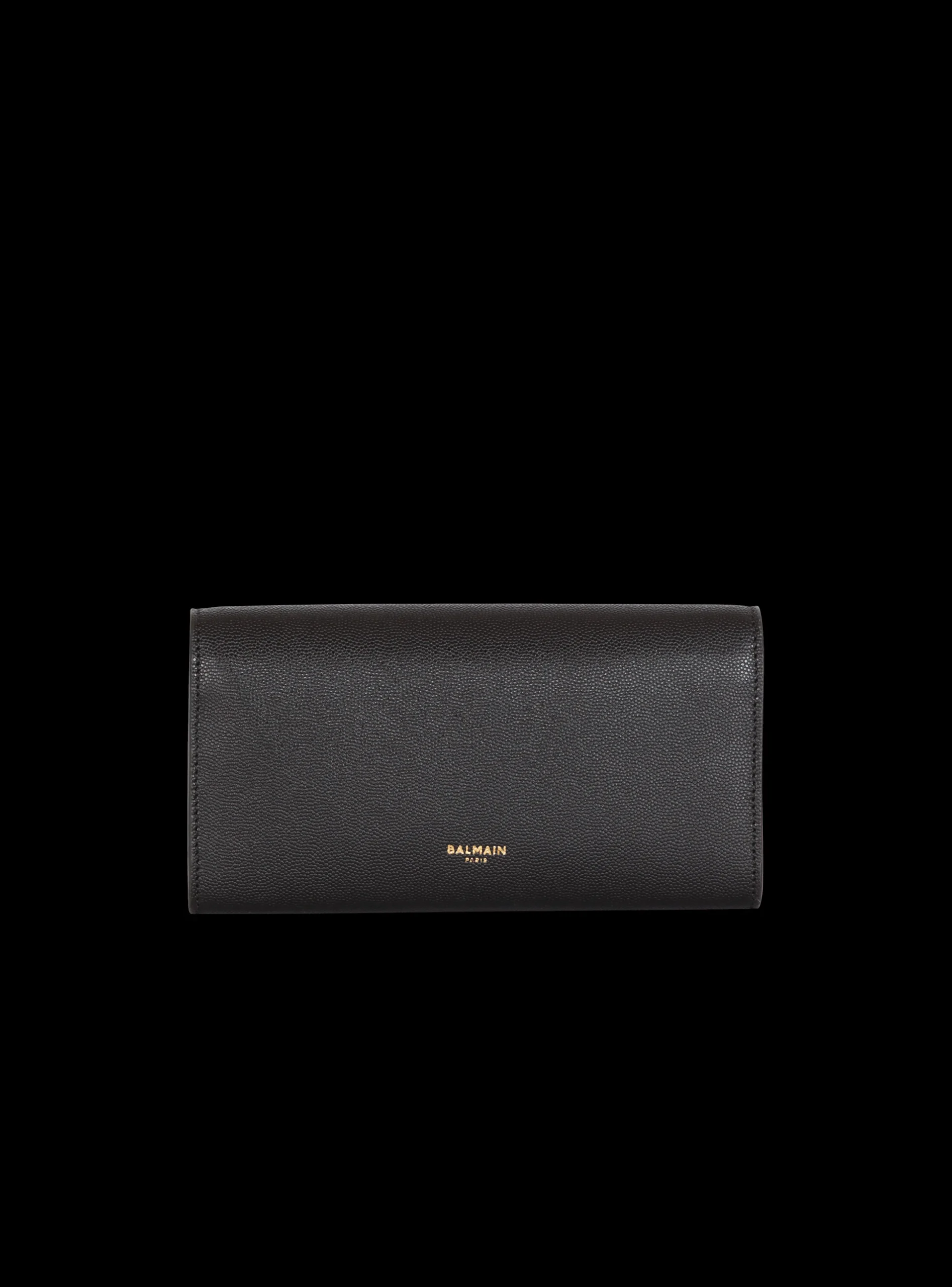 Women Balmain Emblème Grained Calfskin Clutch
