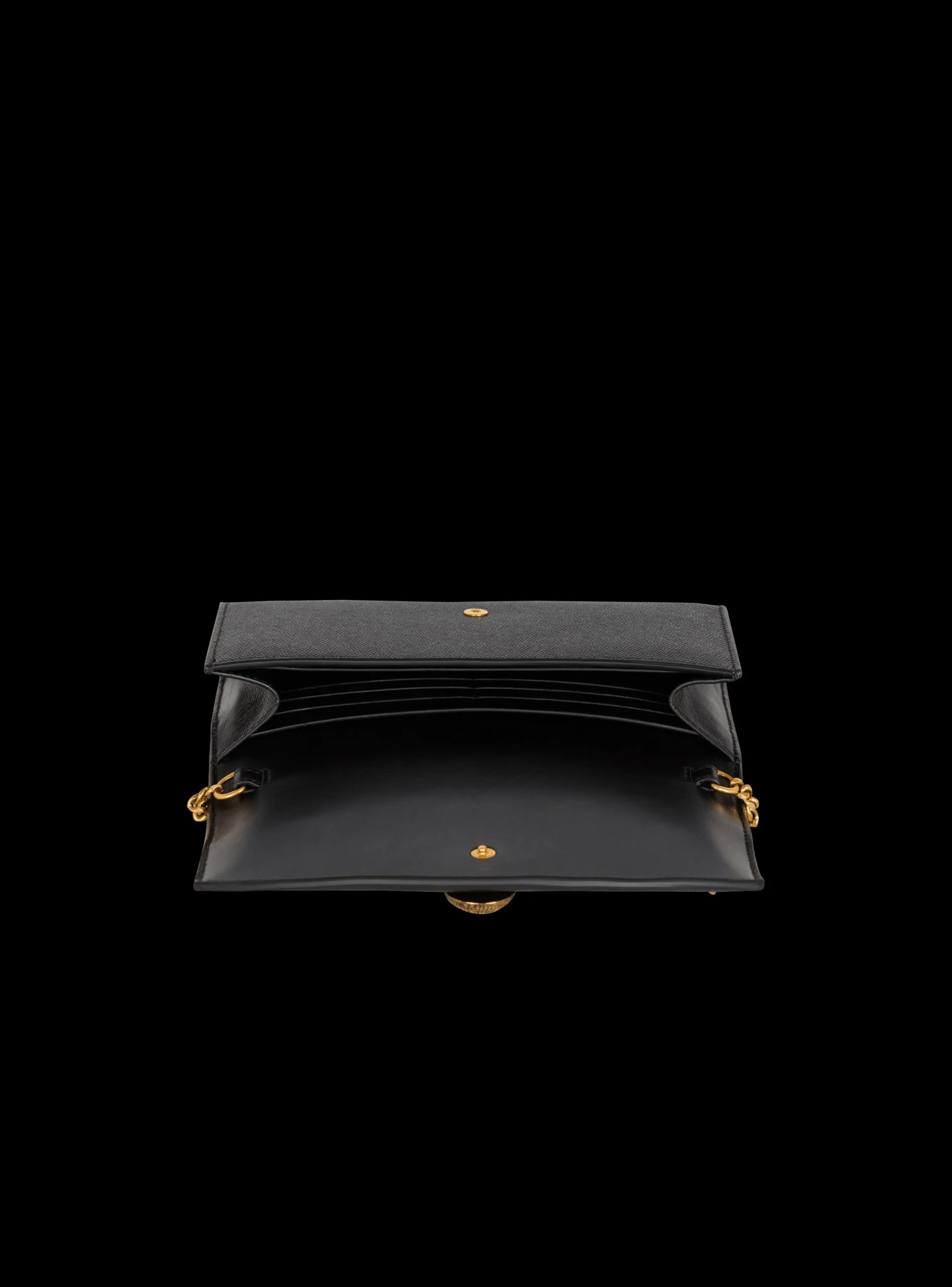 Women Balmain Emblème Grained Calfskin Clutch