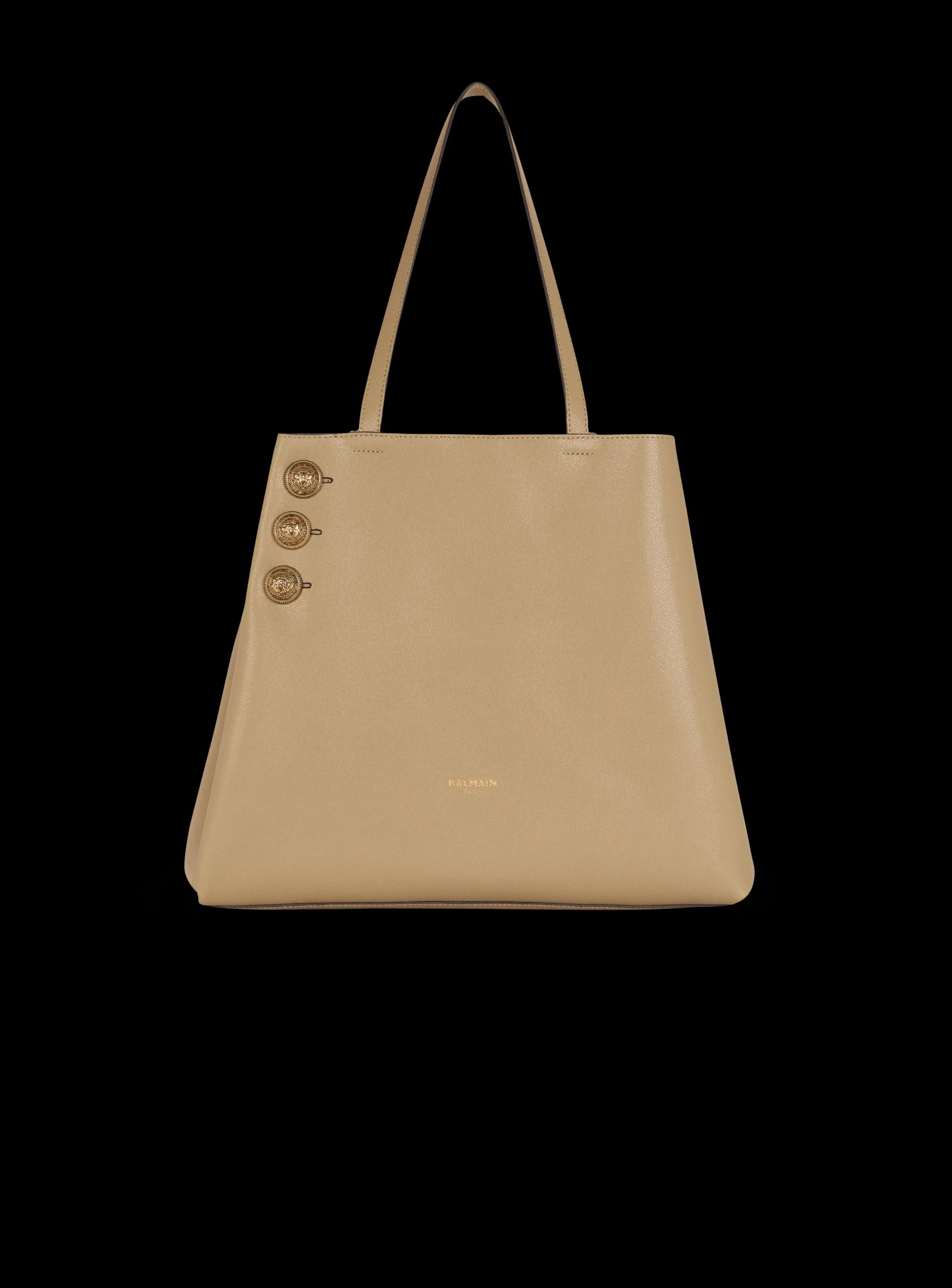 Women Balmain Emblème Grained Calfskin Tote Bag