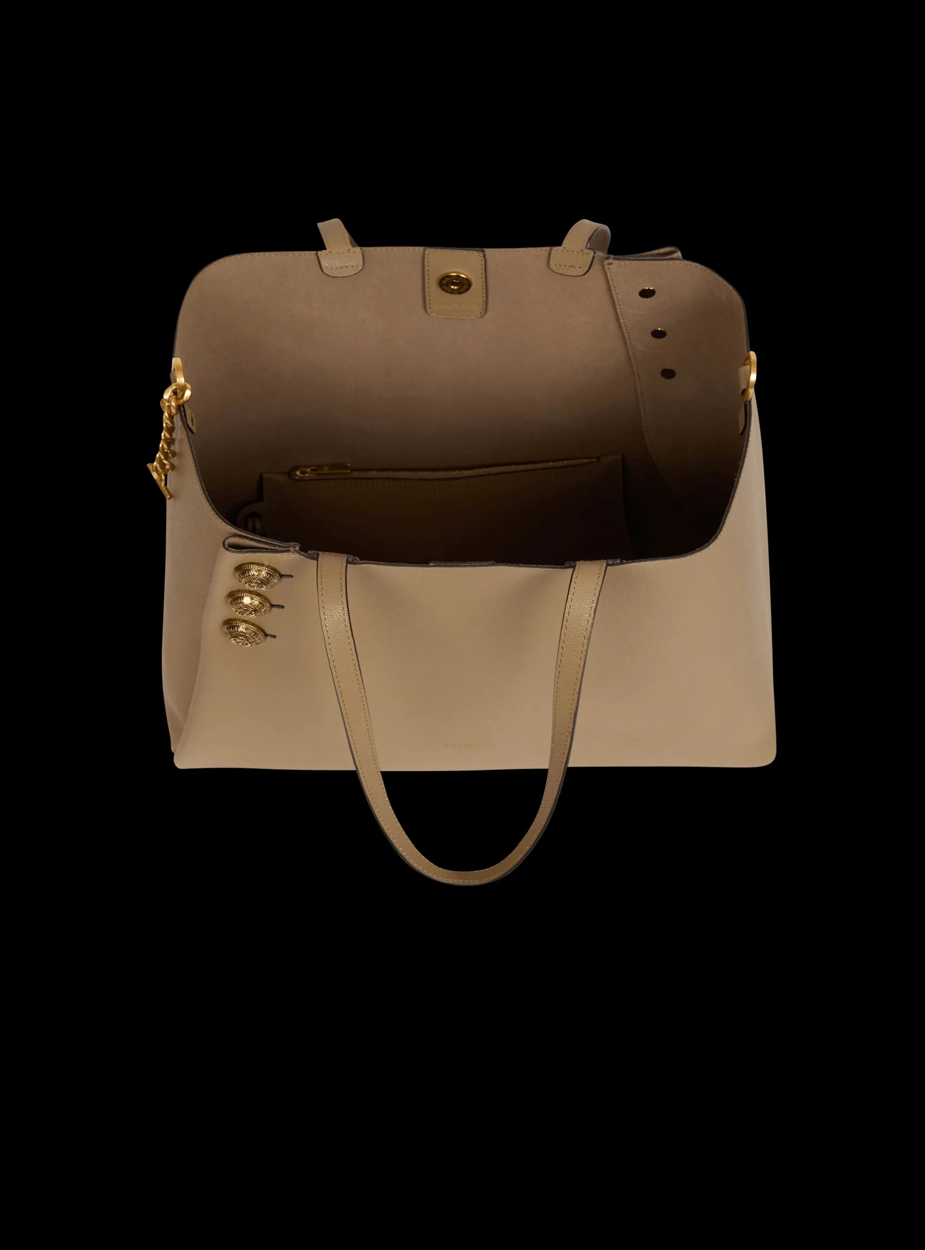 Women Balmain Emblème Grained Calfskin Tote Bag