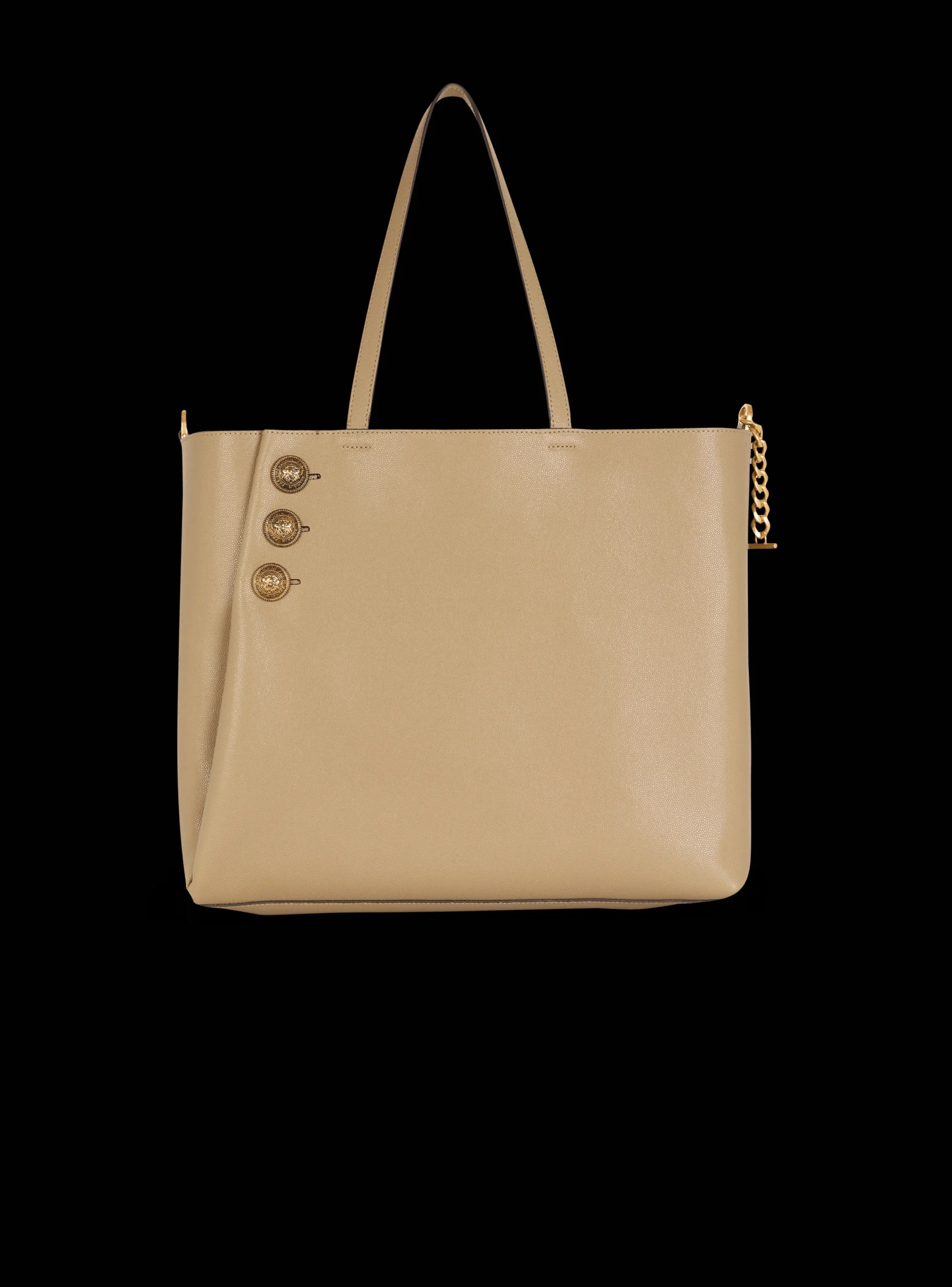 Women Balmain Emblème Grained Calfskin Tote Bag