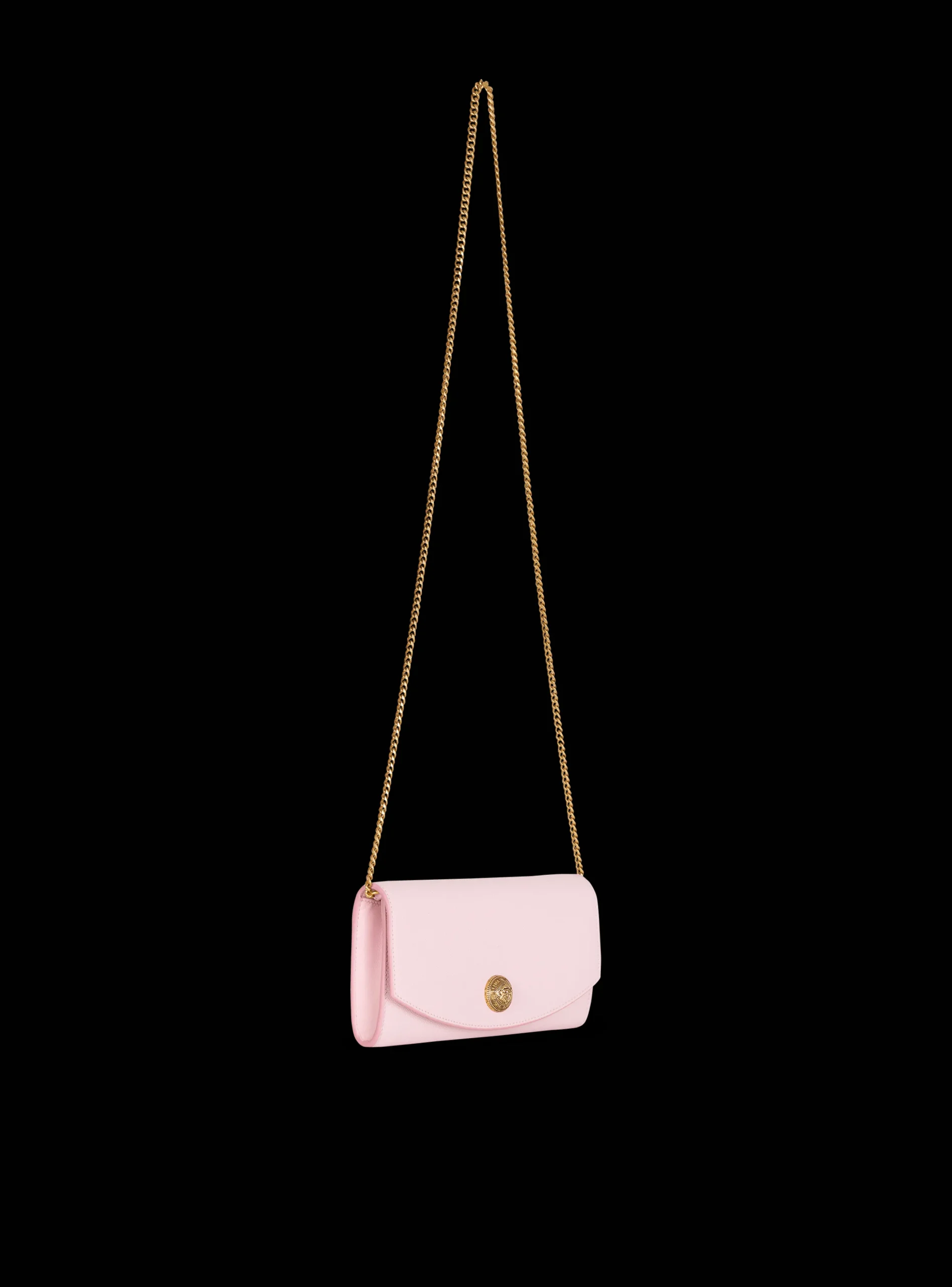 Women Balmain Emblème Grained Calfskin Clutch