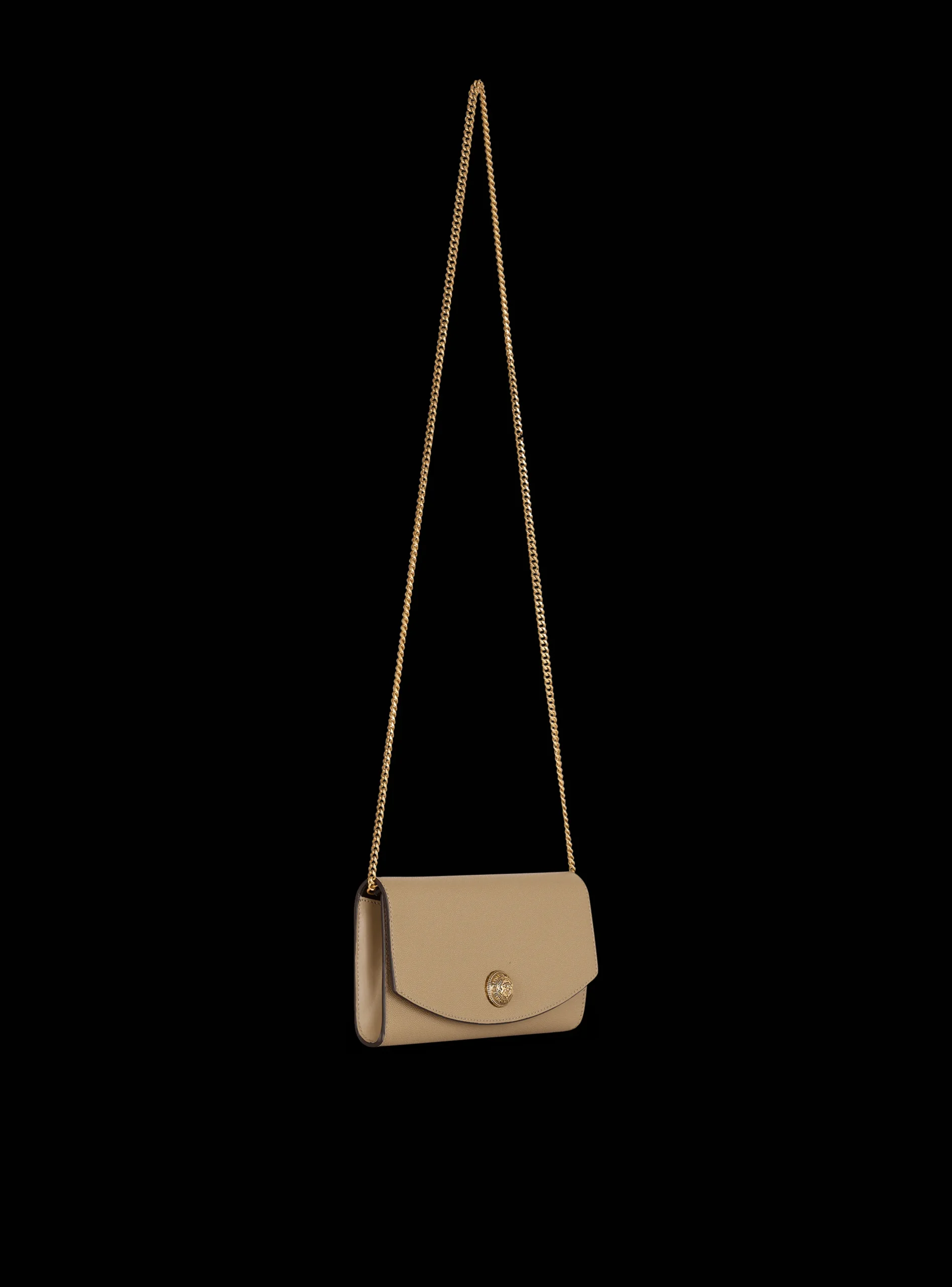 Women Balmain Emblème Grained Calfskin Clutch
