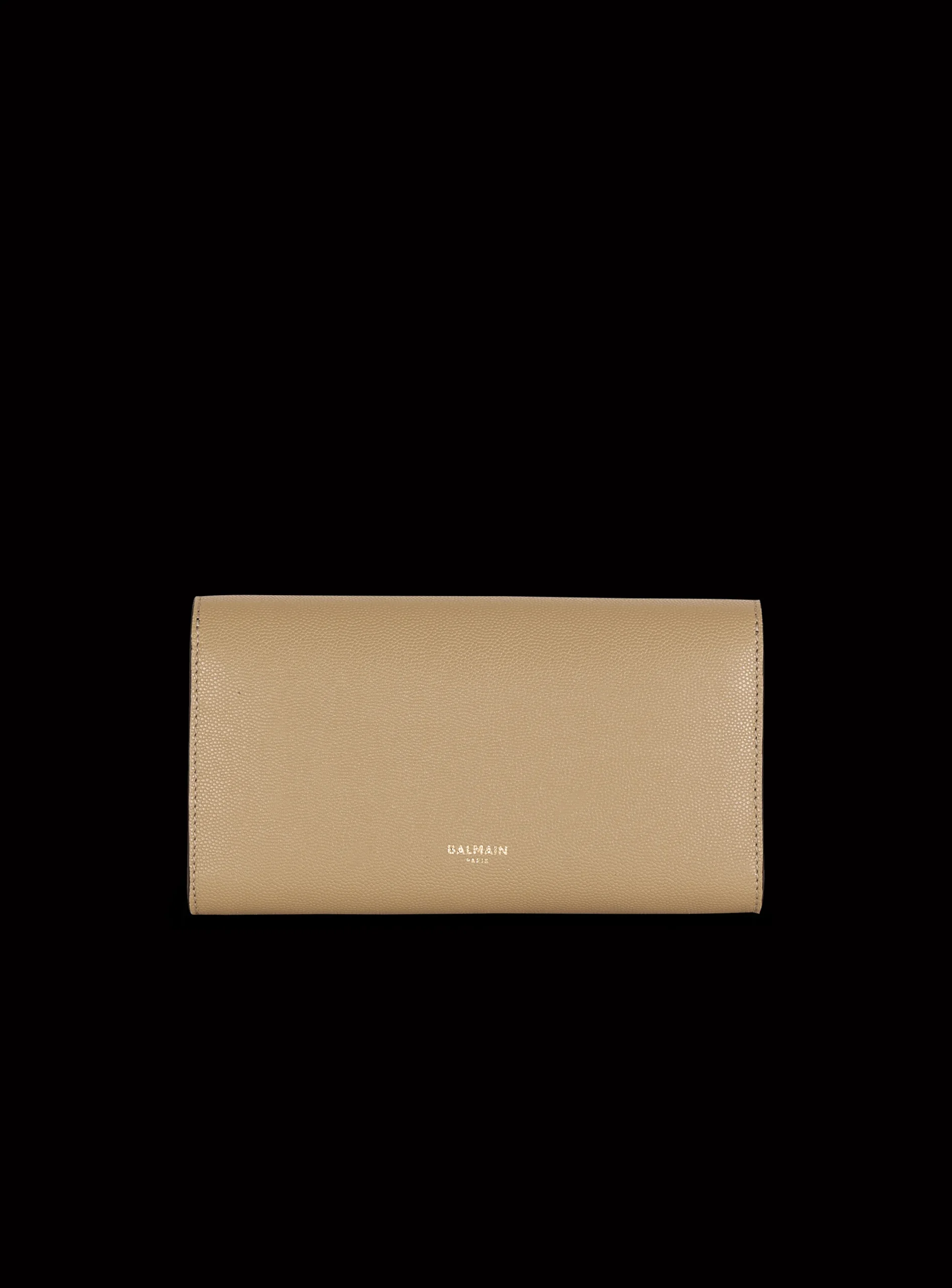 Women Balmain Emblème Grained Calfskin Clutch