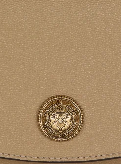 Women Balmain Emblème Grained Calfskin Clutch