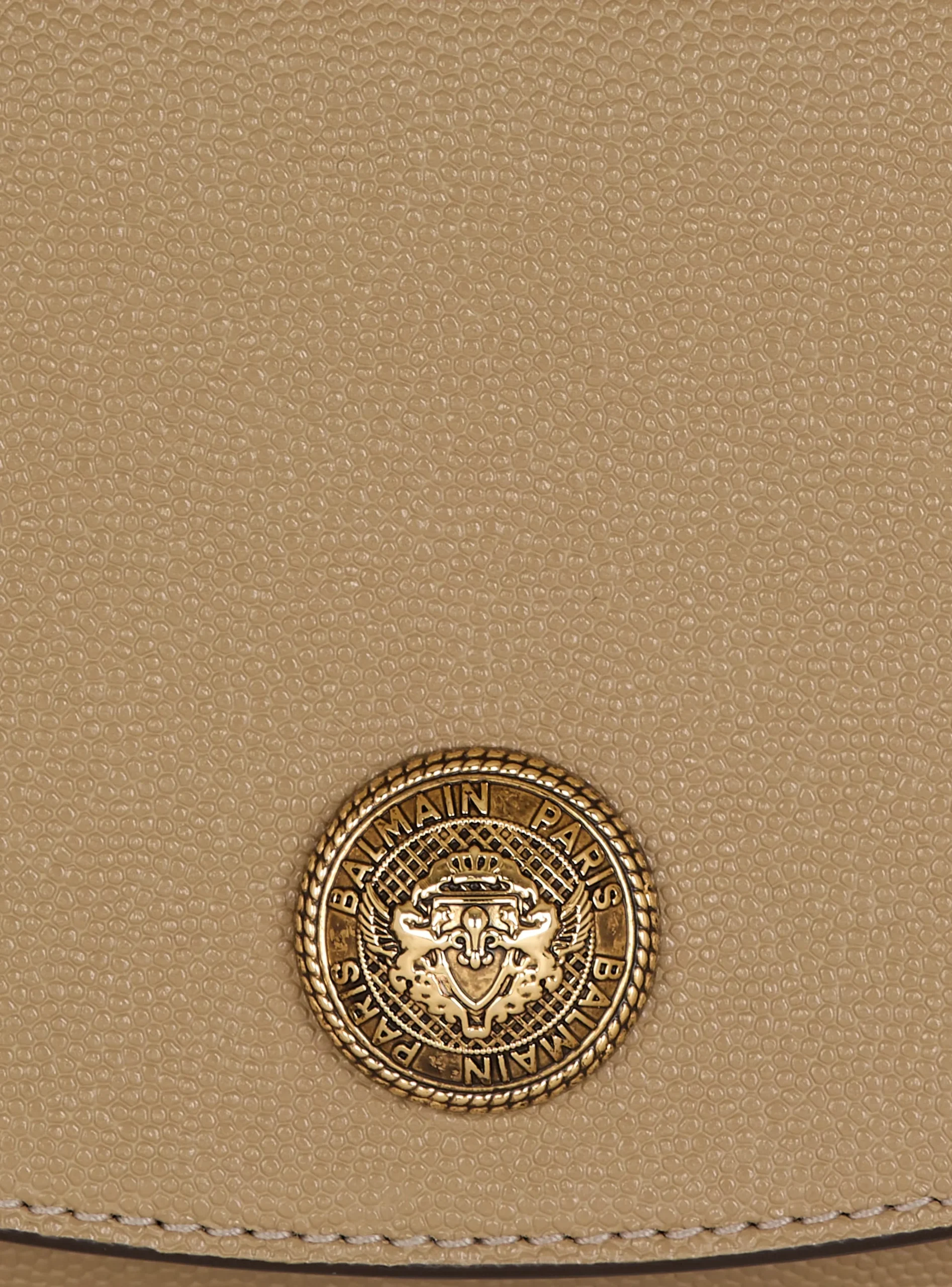 Women Balmain Emblème Grained Calfskin Clutch