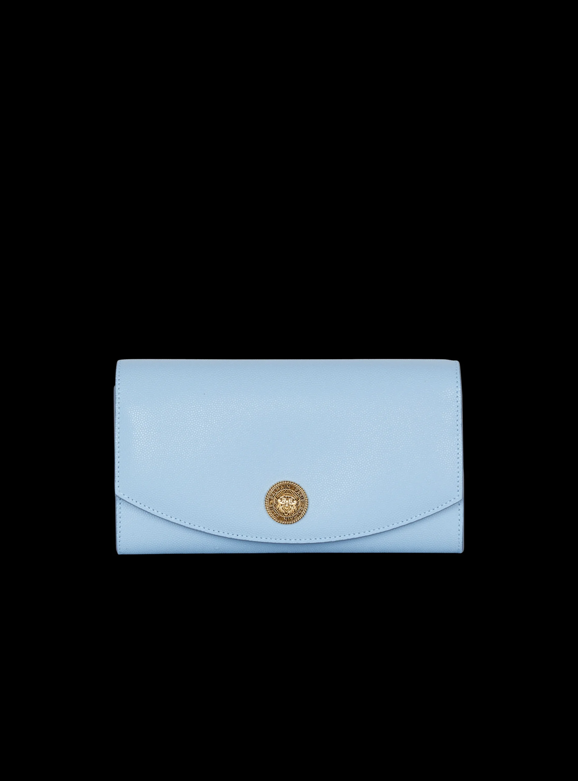Women Balmain Emblème Grained Calfskin Clutch