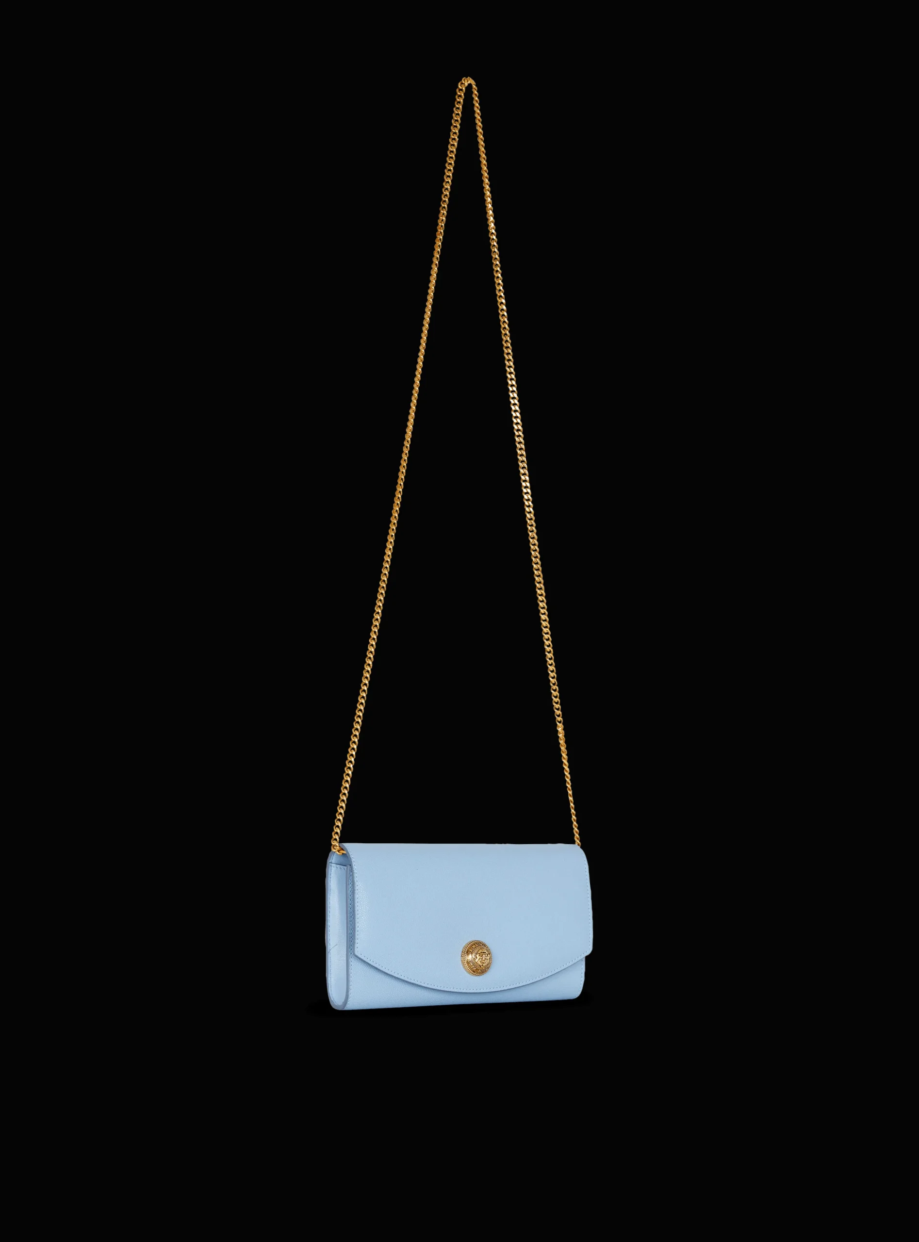 Women Balmain Emblème Grained Calfskin Clutch
