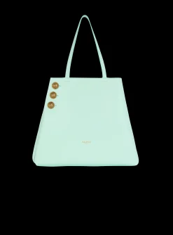 Women Balmain Emblème Grained Calfskin Tote Bag