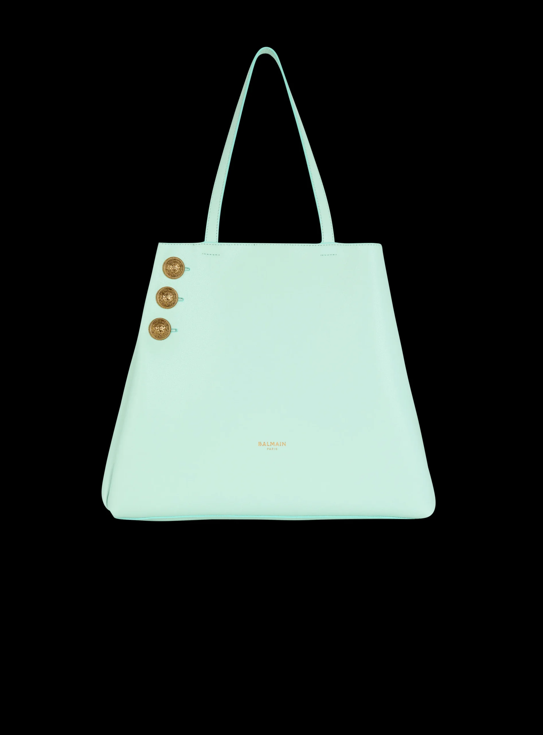 Women Balmain Emblème Grained Calfskin Tote Bag