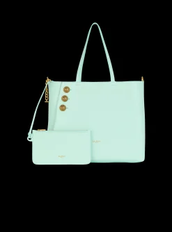 Women Balmain Emblème Grained Calfskin Tote Bag