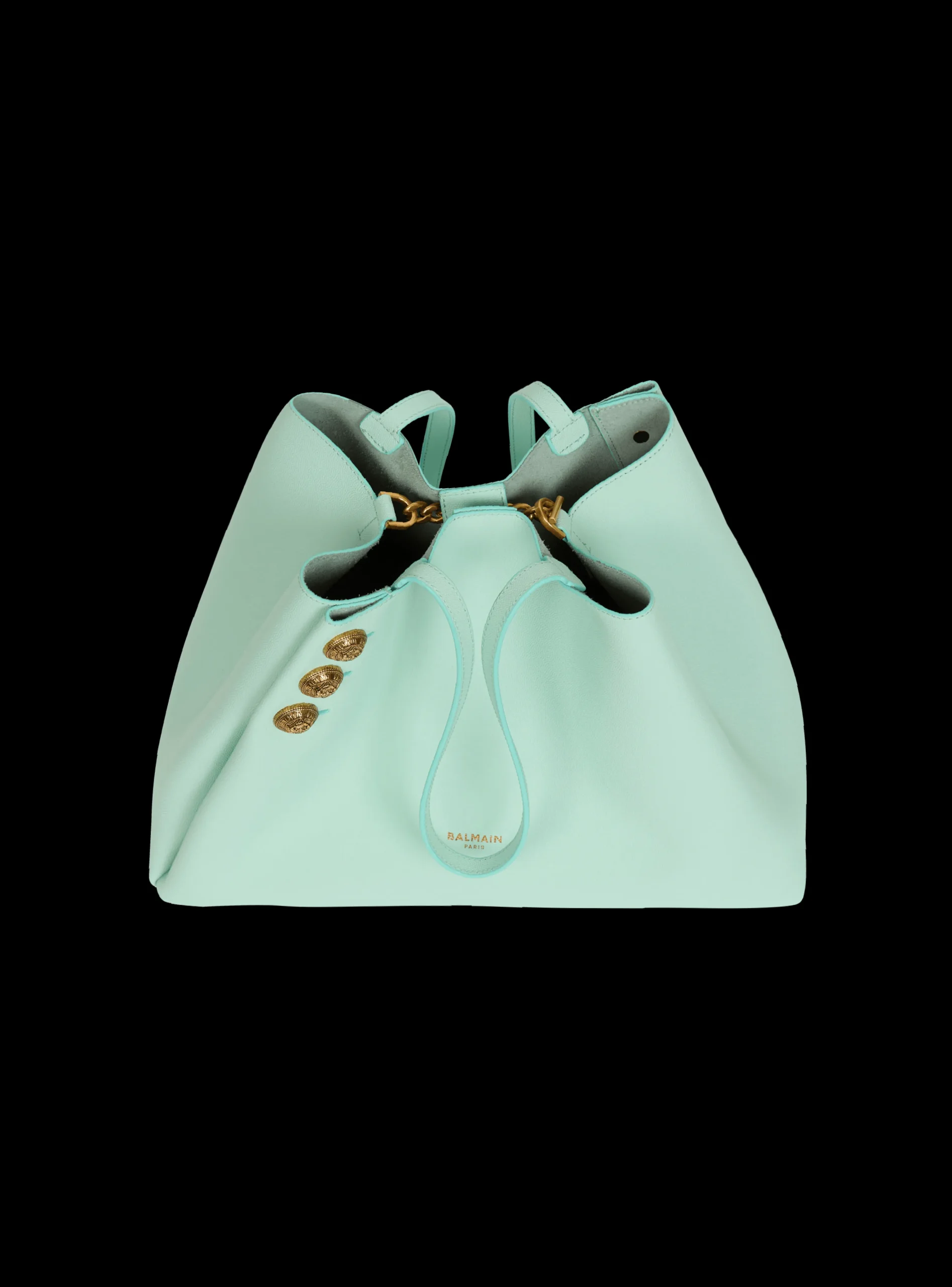 Women Balmain Emblème Grained Calfskin Tote Bag
