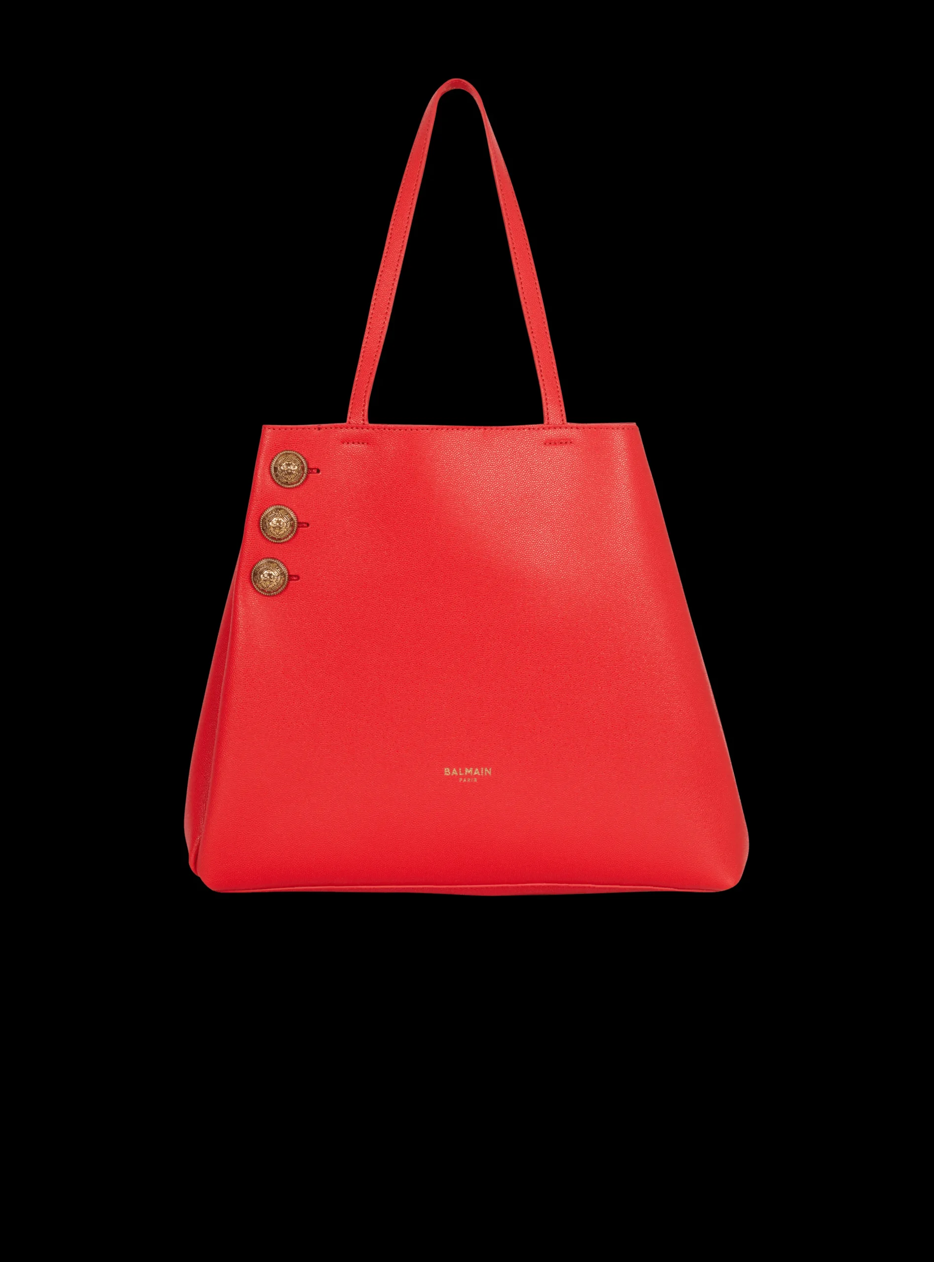 Women Balmain Emblème Grained Leather Tote Bag