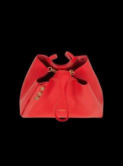 Women Balmain Emblème Grained Leather Tote Bag