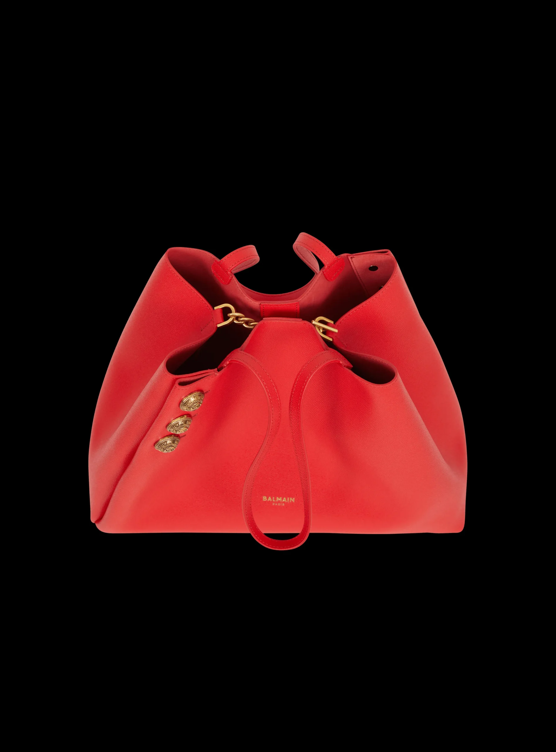 Women Balmain Emblème Grained Leather Tote Bag