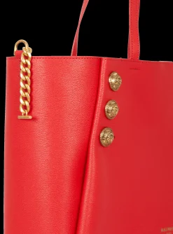 Women Balmain Emblème Grained Leather Tote Bag