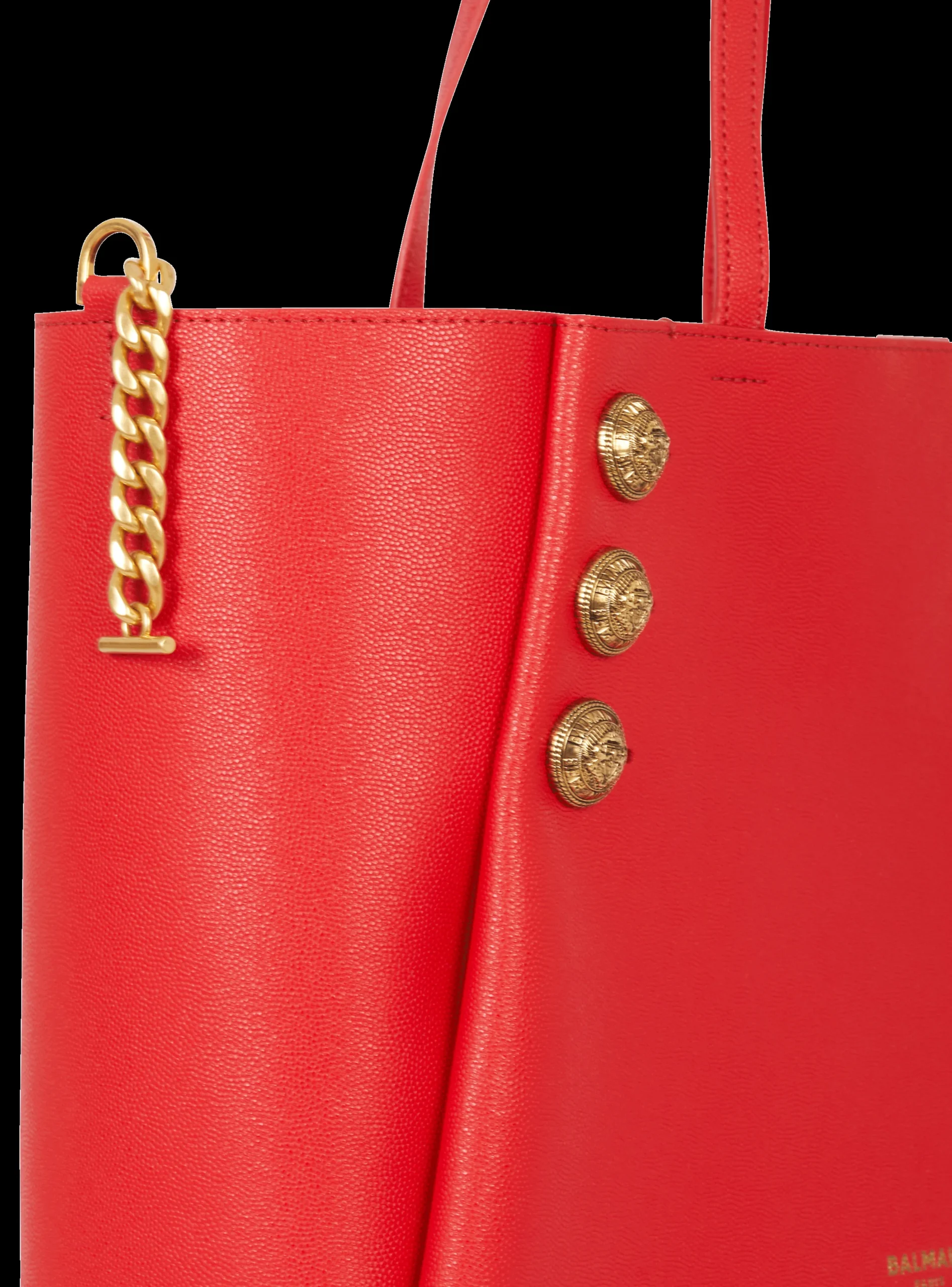 Women Balmain Emblème Grained Leather Tote Bag