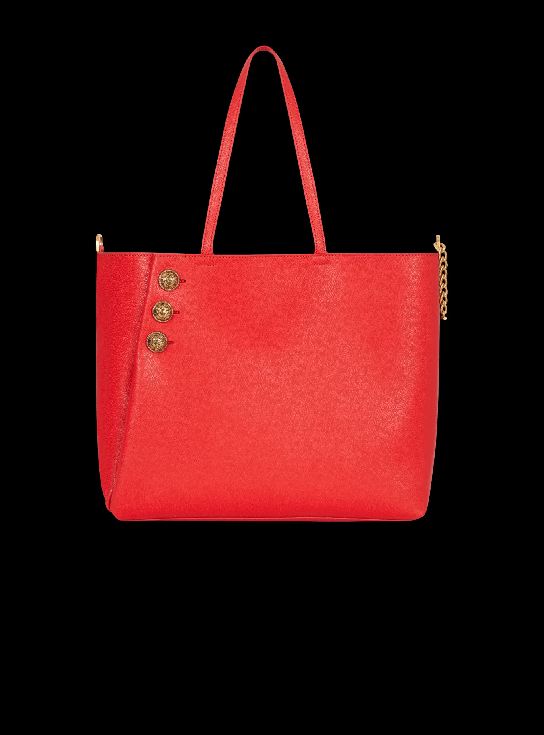 Women Balmain Emblème Grained Leather Tote Bag