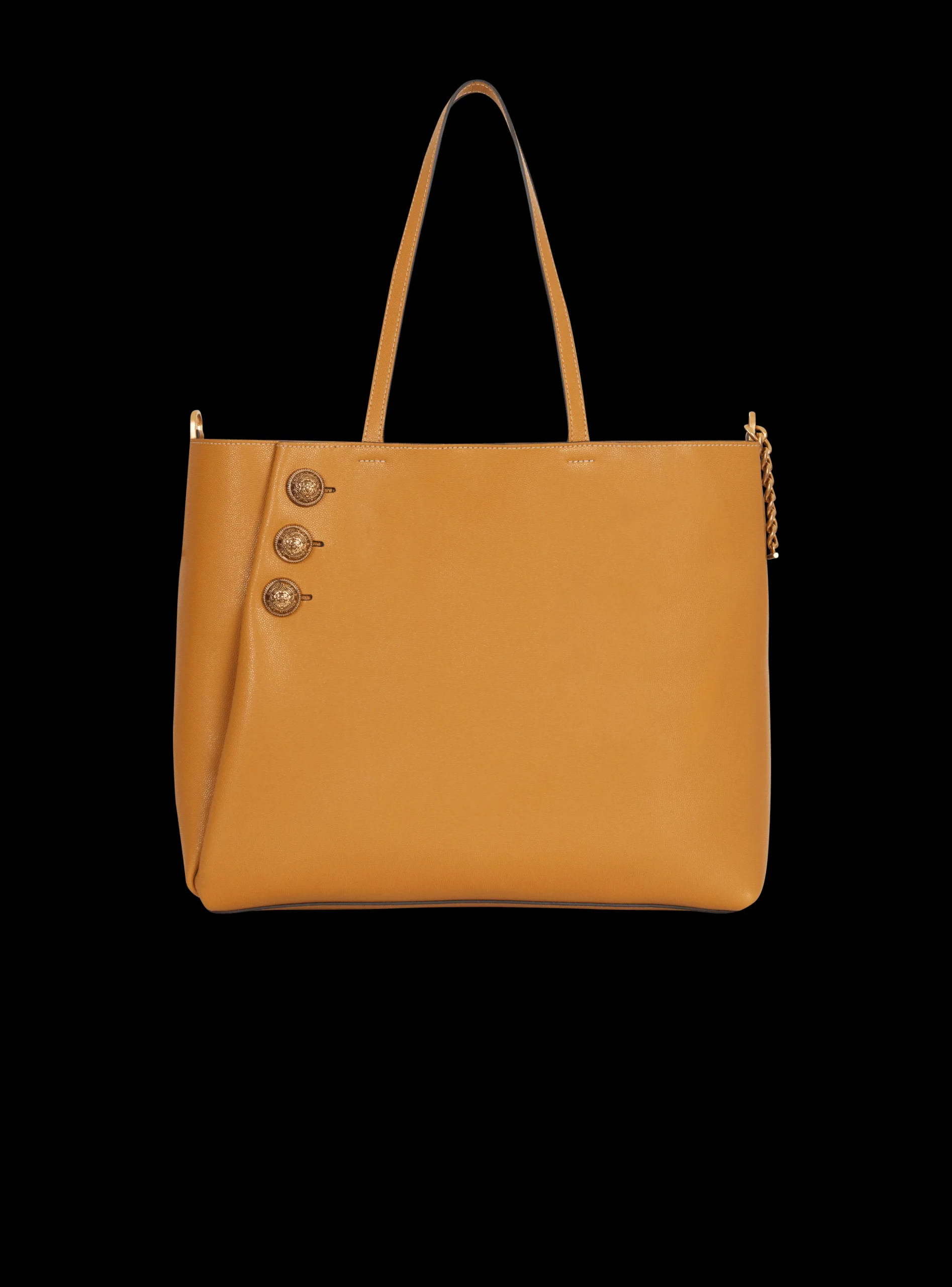 Women Balmain Emblème Grained Leather Tote Bag