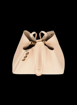 Women Balmain Embl&egrave;me Grained Leather Tote Bag