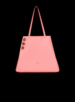Women Balmain Embl&egrave;me Grained Leather Tote Bag