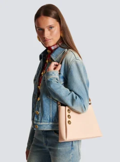Women Balmain Emblème Handbag In Grained Leather