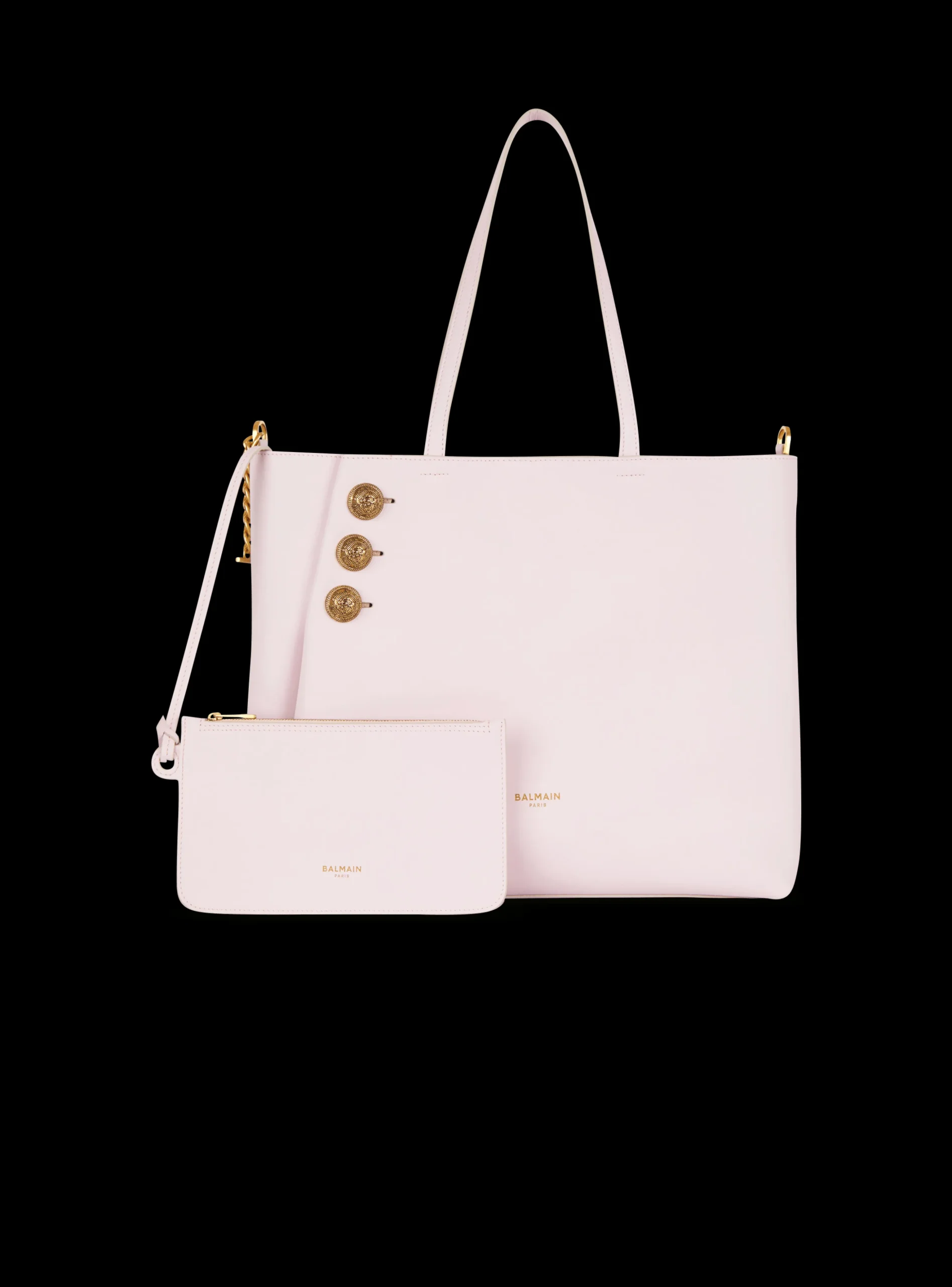 Women Balmain Emblème Leather Tote Bag