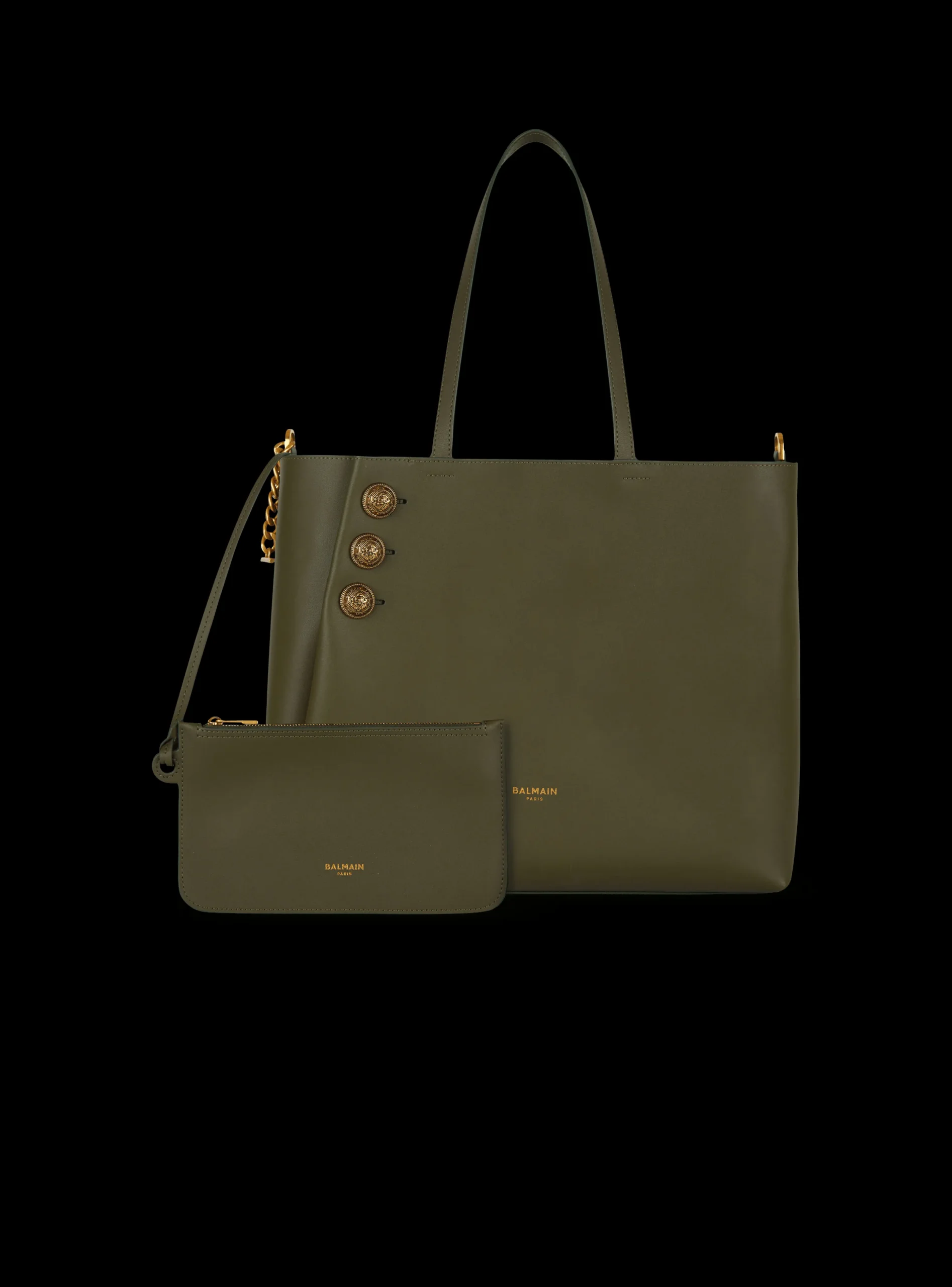 Women Balmain Emblème Leather Tote Bag