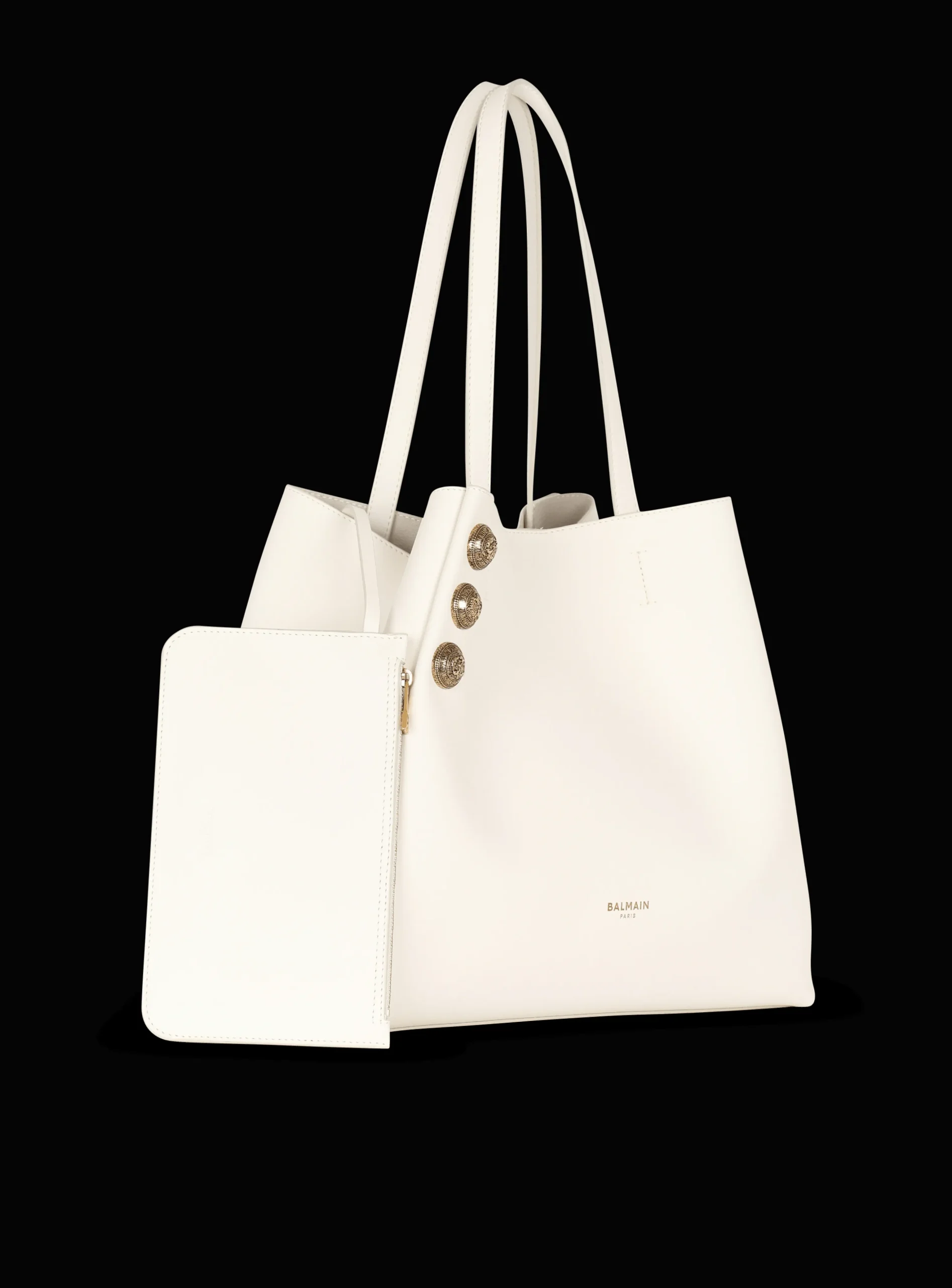 Women Balmain Emblème Leather Tote Bag