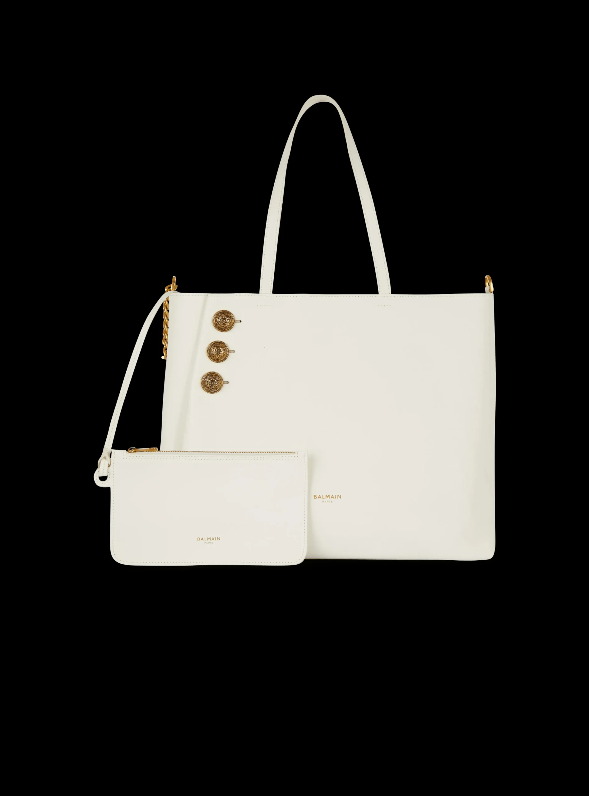Women Balmain Emblème Leather Tote Bag