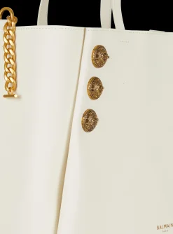 Women Balmain Emblème Leather Tote Bag