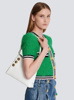 Women Balmain Embl&egrave;me Shoulder Bag In Grained Calfskin