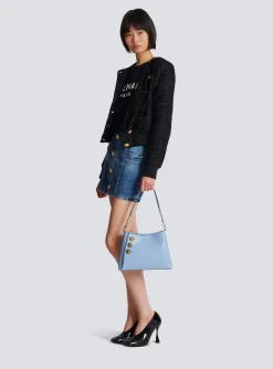 Women Balmain Embl&egrave;me Shoulder Bag In Grained Calfskin