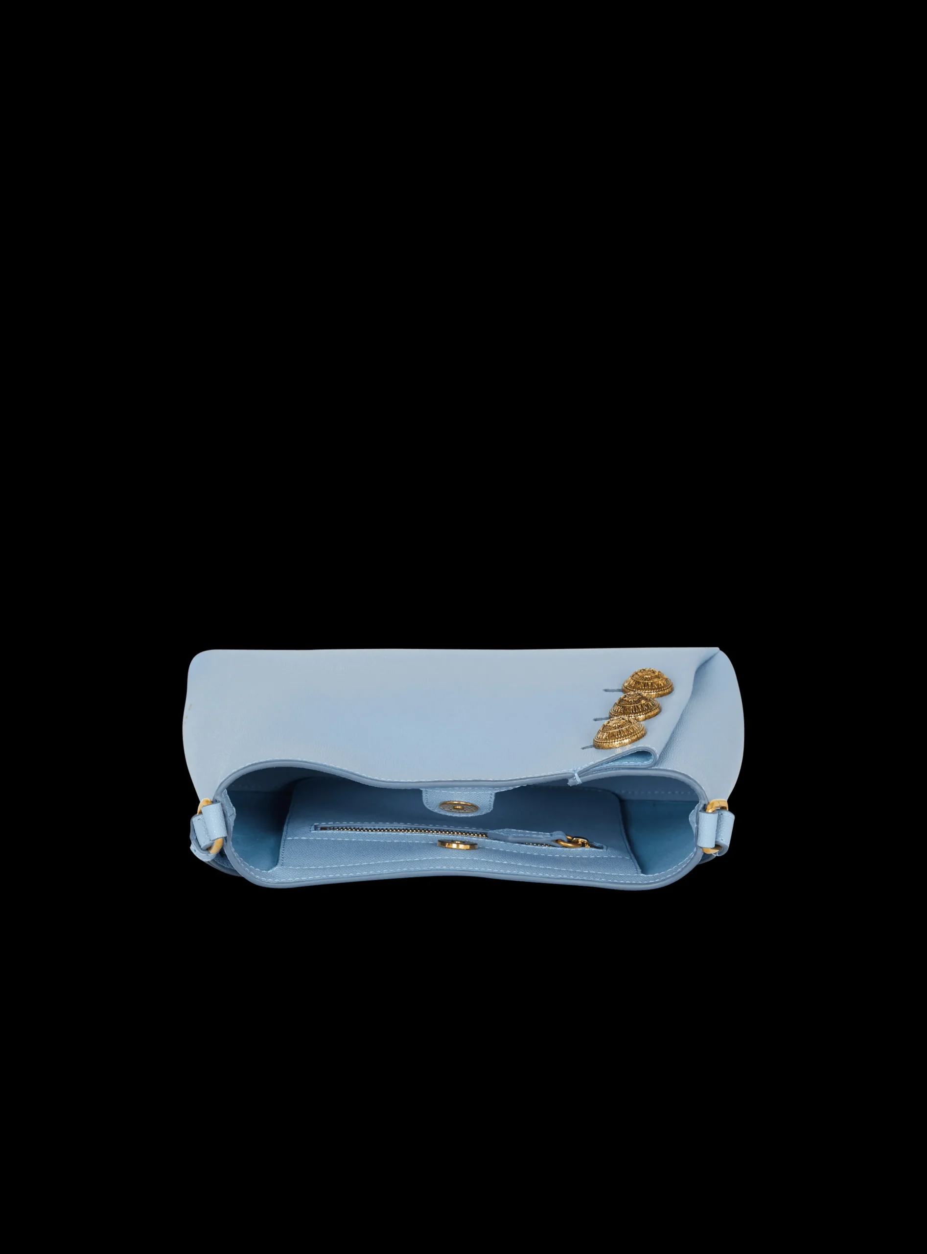 Women Balmain Emblème Shoulder Bag In Grained Calfskin