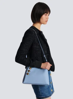 Women Balmain Emblème Shoulder Bag In Grained Calfskin
