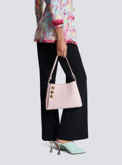 Women Balmain Embl&egrave;me Shoulder Bag In Grained Calfskin
