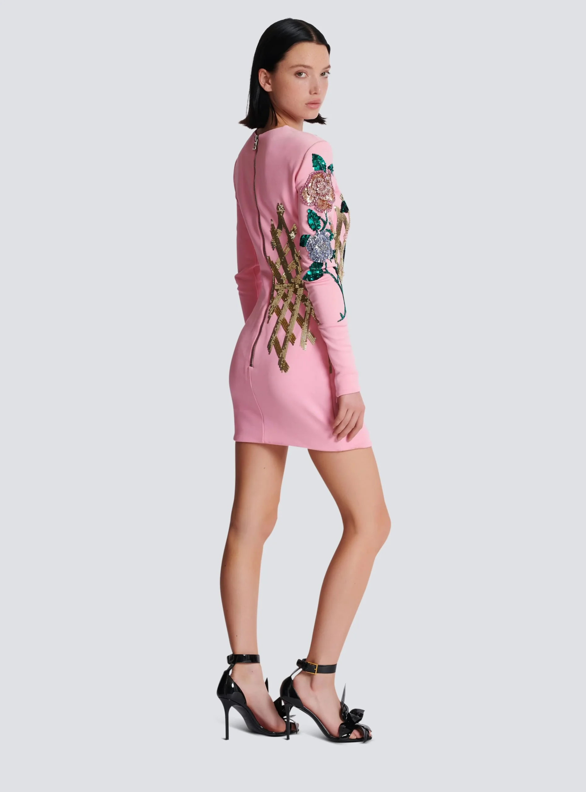 Women Balmain Embroidered Roses Dress