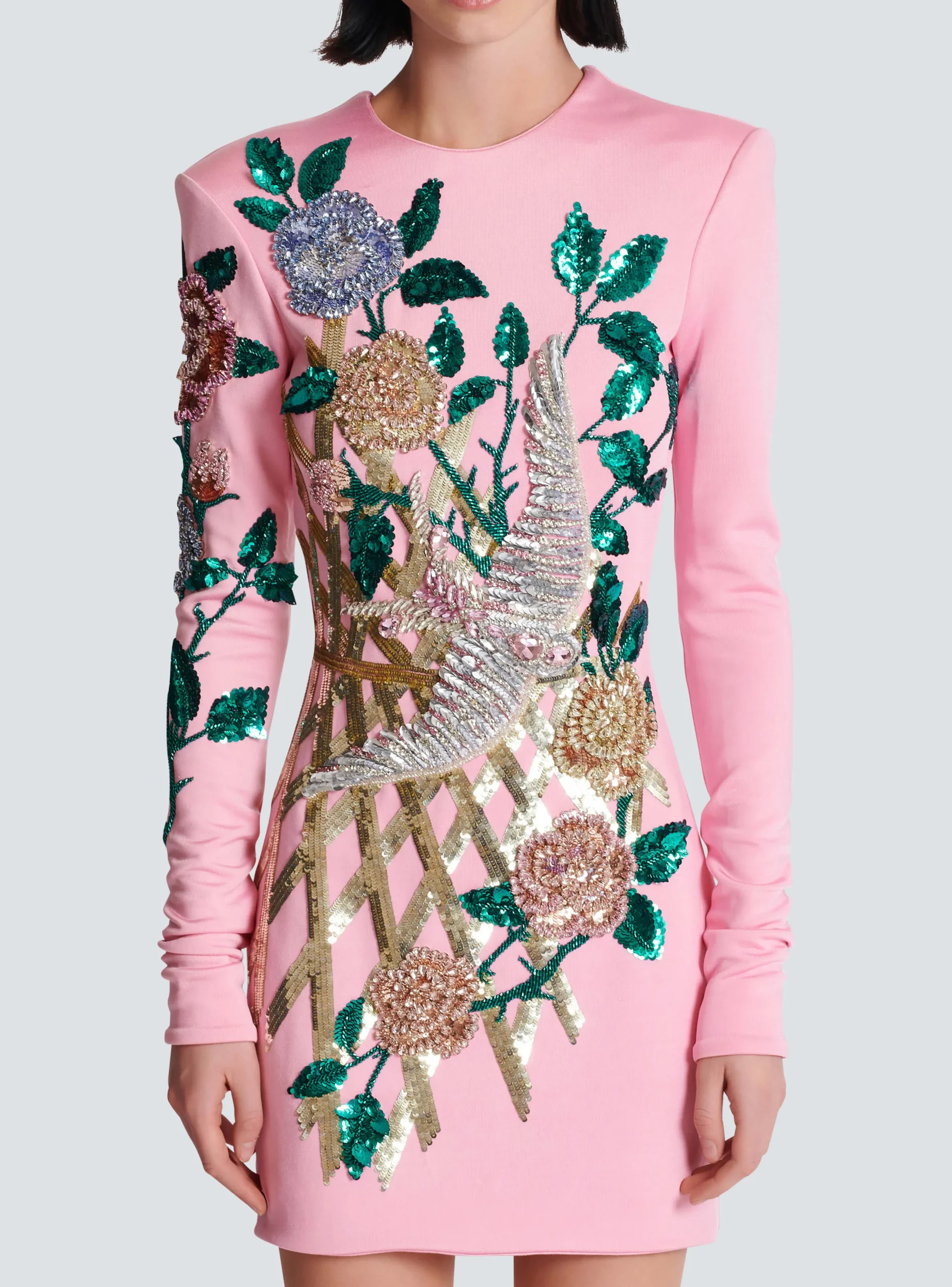 Women Balmain Embroidered Roses Dress