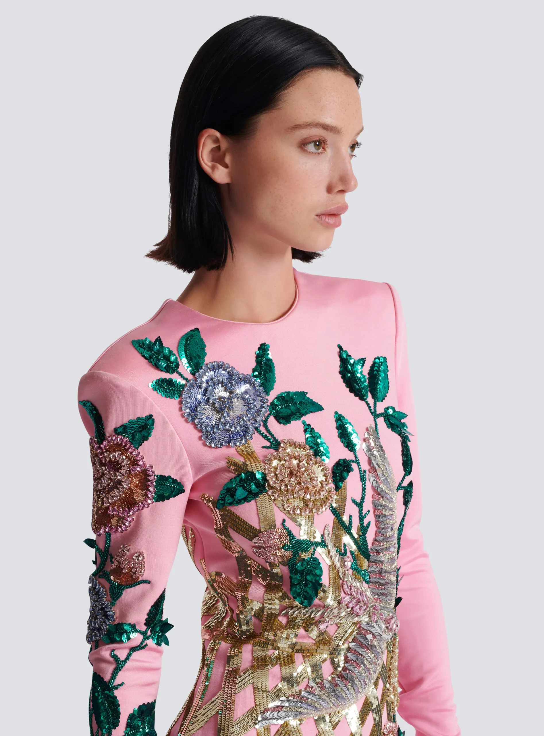 Women Balmain Embroidered Roses Dress