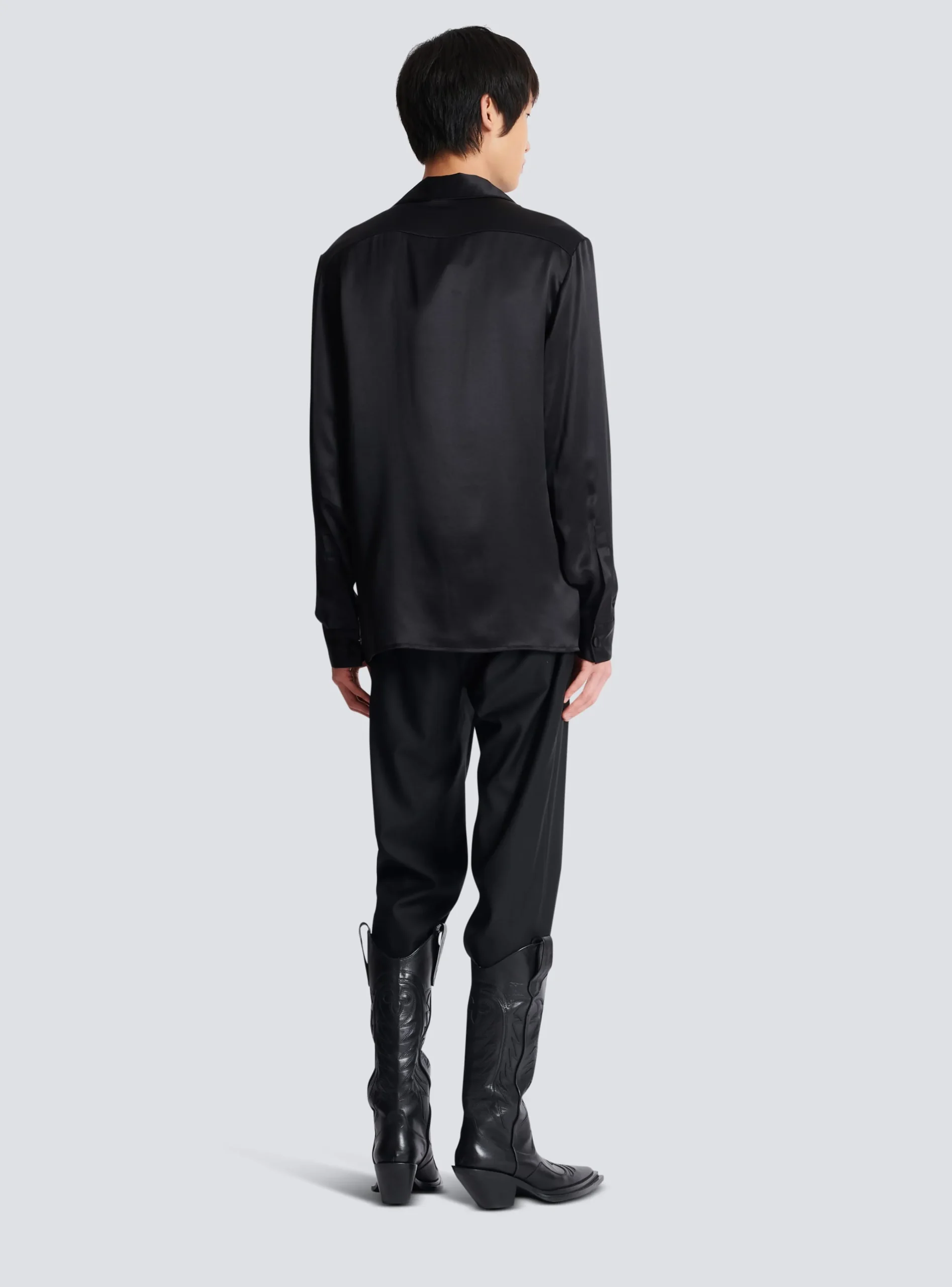Balmain Embroidered Silk Stars Shirt