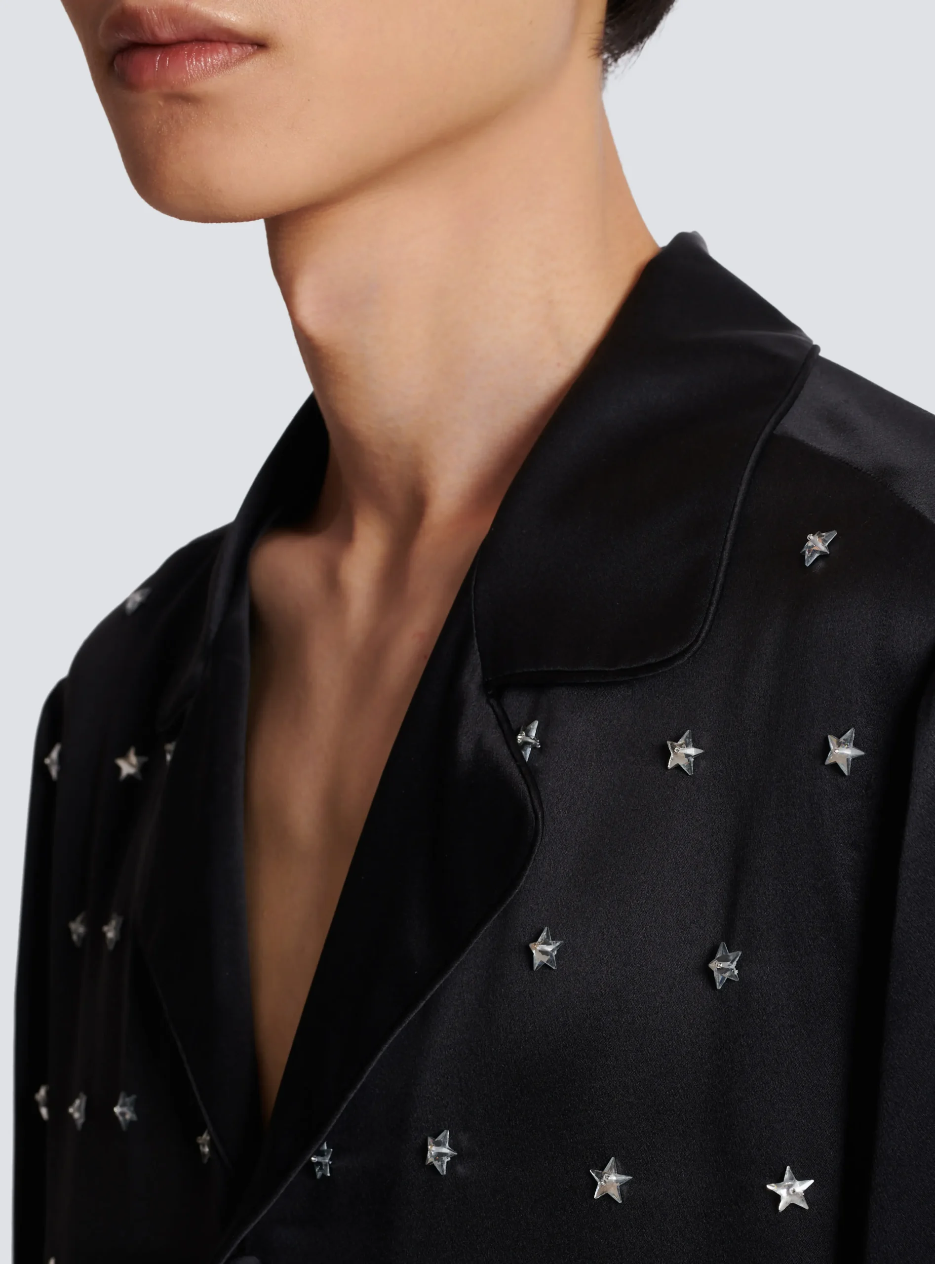 Balmain Embroidered Silk Stars Shirt