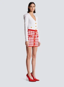 Women Balmain Fine-knit Gingham Skirt
