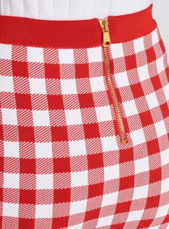 Women Balmain Fine-knit Gingham Skirt