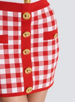 Women Balmain Fine-knit Gingham Skirt