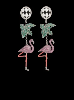 Women Balmain Flamingo Pendant Earrings