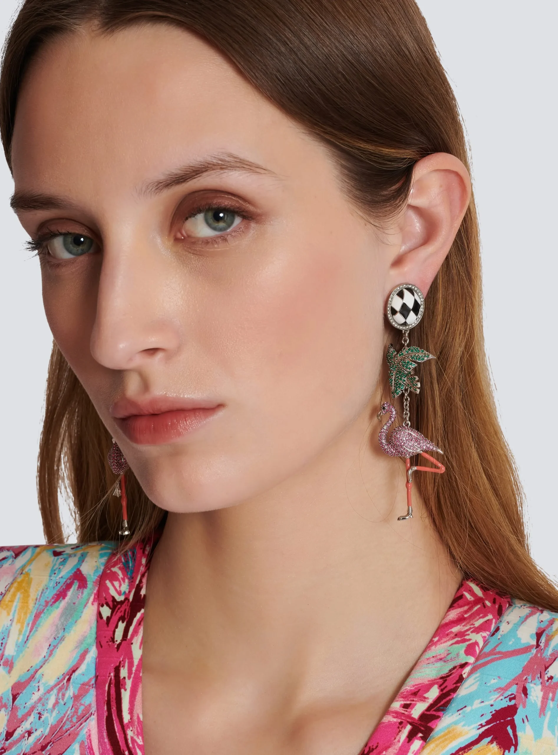 Women Balmain Flamingo Pendant Earrings